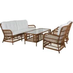 Brafab Anemon Lounge Set 5 Seats, Natural/White