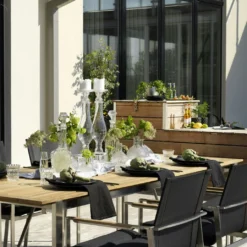 Brafab Gotland Stackable Chair, Stainless/Black -Outlet A Serene Garden Store brafab gotland stackable chair stainless black 4