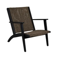 Brafab Kira Lounge Chair, Black / Rustic Synthetic Rattan