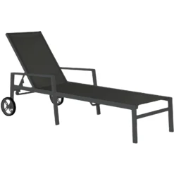 Brafab Leone Sunbed Aluminium , Matt Black / Grey