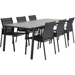 Brafab Lyra Table Set 6 Seats, Black/Grey