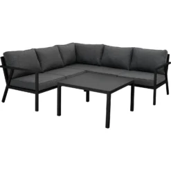 Brafab Rana Lounge Set Low 5 Seats, Black/Anthracite