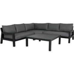 Brafab Stettler Corner Sofa 5-Seater, Black/Grey