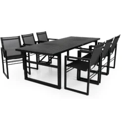 Brafab Vevi Dining Set, Aluminum / Black
