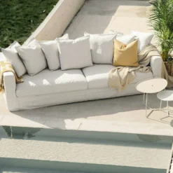 Le Grand Air 3-Seater Sofa Outdoor Sunbrella, Silver Grey -Outlet A Serene Garden Store decotique le grand air outdoor 3 seater sunbrella 23