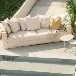 Le Grand Air 3-Seater Sofa Outdoor Sunbrella, Canvas Beige -Outlet A Serene Garden Store decotique le grand air outdoor 3 seater sunbrella 52