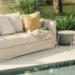 Le Grand Air 3-Seater Sofa Outdoor Sunbrella, Canvas Beige -Outlet A Serene Garden Store decotique le grand air outdoor 3 seater sunbrella 54