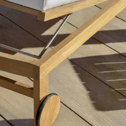 Sand Sunbed With Cushion, Teak / White -Outlet A Serene Garden Store ethimo sand sunbed with cushion teak white 3