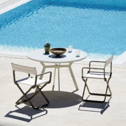 Studios Director's Chair Folding Seat, Warm White / Nature Grey -Outlet A Serene Garden Store ethimo studios directors chair folding seat 2 1