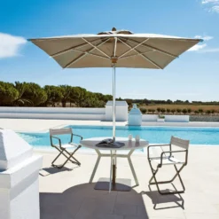 Studios Director's Chair Folding Seat, Warm White / Nature Grey -Outlet A Serene Garden Store ethimo studios directors chair folding seat 3 1