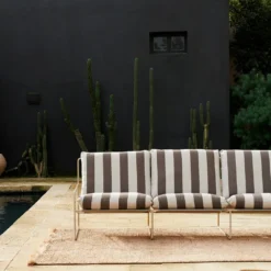 Ferm LIVING Desert Stripe Sofa Cashmere/Chocolate, 3-Seater -Outlet A Serene Garden Store ferm living desert 3 seater stripe cashmere chocolate 4