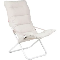 FIAM Fiesta Soft Deck Chair, Beige ( White Frame)