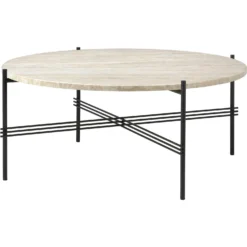 Gubi TS Outdoor Coffee Table Ø80x35 Cm, Black/White Travertine