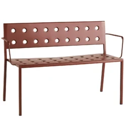 Hay Balcony Bench With Armrest, Iron Red