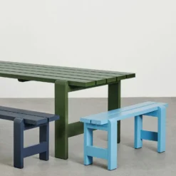 Hay Weekday Bench 23x111 Cm, Azure Blue -Outlet A Serene Garden Store hay weekday bench l111 water based pinewood 18