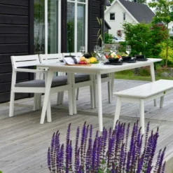 Stoltö Bench 185 Cm, White -Outlet A Serene Garden Store hillerstorp stolto bench 185 cm 5
