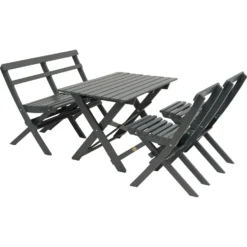 Torpet Table Set 4 Seats, Steel Grey