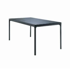 Four Dining Table Black Aluminium / Metal Lamella, 160x90 Cm