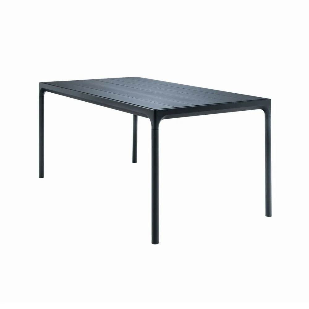 Four Dining Table Black Aluminium / Metal Lamella, 160x90 Cm 1 Four Dining Table Black Aluminium / Metal Lamella, 160x90 Cm