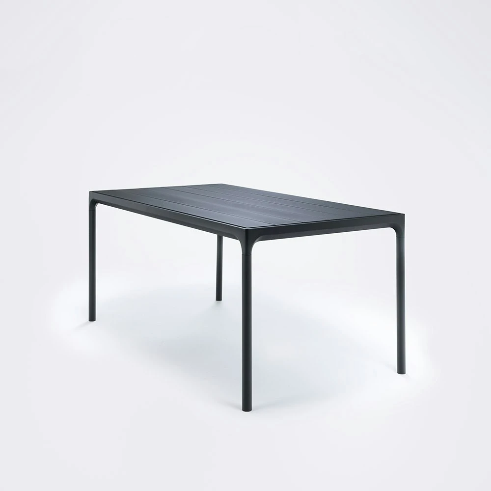 Four Dining Table Black Aluminium / Metal Lamella, 160x90 Cm 2 Four Dining Table Black Aluminium / Metal Lamella, 160x90 Cm - Image 2