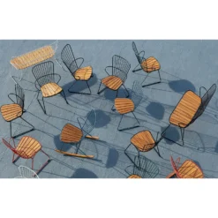 Paon Dining Chair, Midnight Blue/Bamboo -Outlet A Serene Garden Store houe paon dining chair 1 1